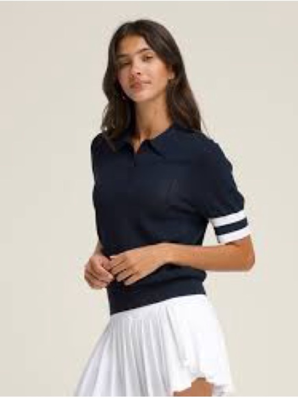 Wilson Navy Short-Sleeve Polo with White Sleeve Stripes